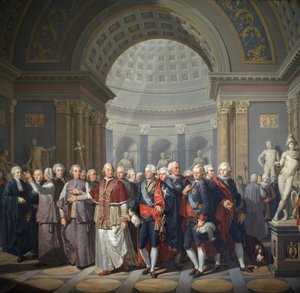 غوستاف الثالث ملك السويد (1746-1792) مع البابا بيوس السادس (جيانانجيل ، كونت براشي بواسطة Benigne Gagneraux