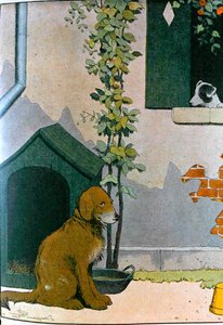 كلب ، رسم توضيحي من "Le Buffon de Benjamin Rabier" ، مقتبس من "Histoire Naturelle" لجورج دي بوفون (1707-88) (نقش ملون)