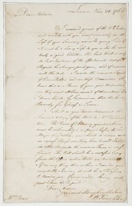 خطاب توقيع إلى السيدة آن بن ، لندن ، 20 نوفمبر 1766 (قلم وحبر على ورق)