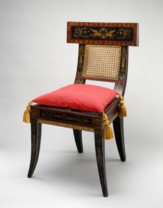 أحد الكراسي الجانبية ، 1808 (حور أصفر ، بلوط ، قيقب ، صنوبر أبيض وقصب)
