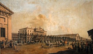 بنك الإمبراطورية ، سانت بطرسبرغ ، حوالي 1800 (نقش بالألوان المائية)