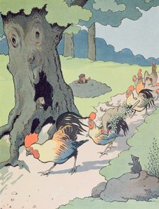 رسم إيضاحي لـ "Le Roman de Renard" ، حوالي عام 1900 (حجر ملون)