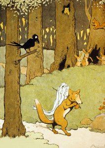 رينارد والأنقليس ، رسم توضيحي من "Le Roman de Renard"