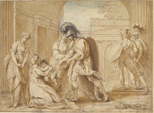 هيكتور يأخذ إجازة من Andromache: The Fright of Astyanax ، 1766. بواسطة بنيامين ويست