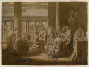 تعرف على نفسك ، 1768 (حبر الغسيل بالحرارة ، نفط الزيت والغسيل على ورق من العاج) بواسطة بنيامين ويست