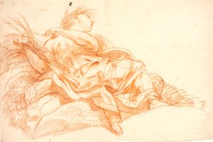 مستلق شخصية أنثوية (سيريس؟). دراسة لطلاء السقف أو قطعة الباب بواسطة Benoît Le Coffre