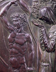 Perseus Rescuing Andromeda ، تفاصيل رجل برونزي يصرخ