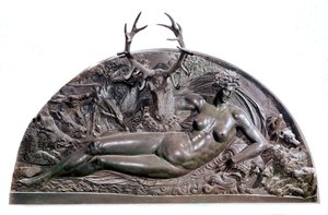 حورية فونتينبلو باس نقش برونزي من قبل Benvenuto Cellini (1500-1571) من قلعة Anet. 1542 خافت. 409x205 سم باريس ، متحف اللوفر