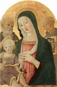 مادونا والطفل مع القديس جيروم وسانت برناردينو من سيينا ، ج. 14801485. بواسطة بينفينوتو دي جيوفاني