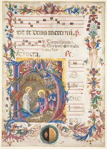 ورقة واحدة من Antiphonary: أول H [odie nobis] مع الميلاد بواسطة بينفينوتو دي جيوفاني
