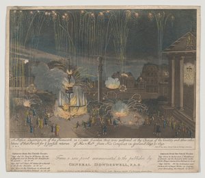ألعاب نارية في كوفنت غاردن ، 1809 (النقش و aquatint ، ملونة باليد) بواسطة عدسة برنارد الثاني