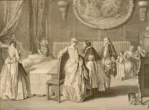 مباركة سرير الزواج ، رسم توضيحي من "الاحتفالات والعادات الدينية" ، 1724 بواسطة برنارد بيكارت