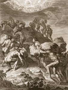 حاول العمالقة تغيير مقياس السماء عن طريق تراكم الجبال على أخرى ، 1731 بواسطة برنارد بيكارت