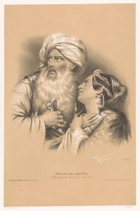 رجل مع عمامة وامرأة تبكي دراسات في نوعين من الطباشير (عنوان السلسلة) Etude aux deux Crayons (عنوان السلسلة على الكائن)