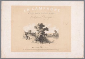 غلاف لست مطبوعات تصور الحياة الريفية لا كامباني. Études varieés aux deux Crayons par les premiers Paysagistes (العنوان على الكائن) تمثيلات الحياة الريفية (عنوان المسلسل) لا كامباني. تختلف الدراسات بواسطة فرانسوا ديلارو