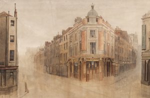 التاج ، زاوية شارع Great White Lion Street ، والآن شارع Mercer ، وشارع Monmouth ، Seven Dials ، لندن (مرحاض على ورق)