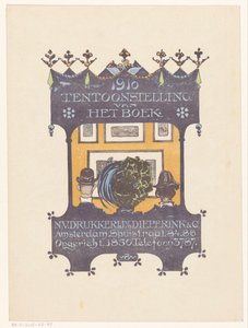 إعلان من شركة أمستردام لطباعة الأحجار والكتب Dieperink & Co 1910 معرض الكتاب (العنوان على الكائن)