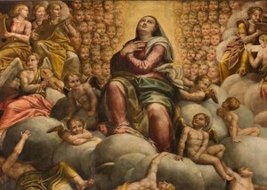 Apse ، Altarpiece لبرناردينو جاتي يسمى Il Sojaro الذي أكمله جيوفاني باتيستا تروتي يسمى IL Malosso ، افتراض العذراء بواسطة برناردينو جاتي