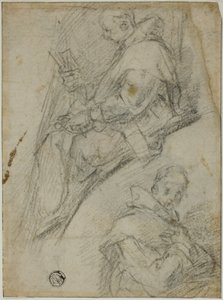 دراستان عن Carthusians (وجه الوجه) ؛ ثلاث رسومات تخطيطية لرؤساء كارثوسيان (ظهر) بواسطة برناردينو بوكيتي