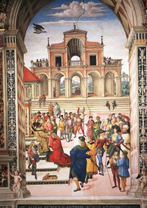 إيطاليا ، سيينا ، الكاتدرائية ، مكتبة Piccolomini ، Enea Silvio Piccolomini حصل على جائزة الشاعر من قبل الإمبراطور فريدريك الثالث ، تفاصيل من قصص بيوس الثاني بواسطة برناردينو دي بيتو بينتوريتشيو