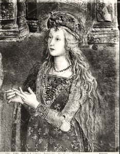 سانت كاترين ، ربما صورة لوكريزيا بورجيا (1480-1519) من دورة حياة القديسين ، سالا دي سانتي ، 1492-94 بواسطة برناردينو دي بيتو بينتوريتشيو