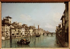 أرنو في فلورنسا مع Ponte Santa Trinità بواسطة برناردو بيلوتو (كاناليتو)