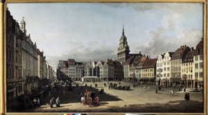 "" السوق القديم في دريسدن "(السوق القديم في دريسدن) لوحة رسمها برناردو بيلوتو (1720-1780) 1750-1752 متحف بوشكين ، موسكو بواسطة برناردو بيلوتو (كاناليتو)