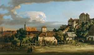 Pirna: The Obertor من الجنوب ، منتصف خمسينيات القرن التاسع عشر. بواسطة برناردو بيلوتو (كاناليتو)