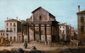 روما - معبد أنطونيوس وفوستينا في المنتدى ، c.1742-43 بواسطة برناردو بيلوتو (كاناليتو)