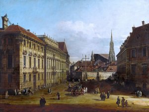 فيينا ، Lobkowitzplatz ، بين 1758 و 1761 بواسطة برناردو بيلوتو (كاناليتو)