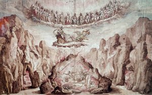 مشروع ديكور وآلات وسيط Le Tromphe de Circe. رسم برناردو بونتالنتي دي ديلي جيراندول (حوالي 1523-1608) شمس. 0،46 × 0،72 م. باريس ، متحف اللوفر