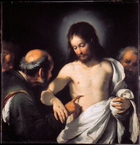 لوحة Incredulite للقديس توماس لبرناردو ستروزي (1581-1644) خافتة. 101 × 97.5 سم الجينات ، Musei di Strada Nuova (سابقًا Palazzo Bianco)