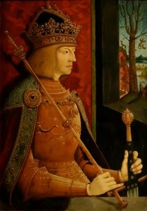 الإمبراطور ماكسيميليان الأول 1459-1519 ، مع التاج والصولجان والسيف ، ج. 1500 بواسطة برنارد ستريجل