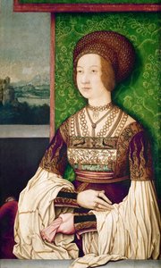 عائلة الإمبراطور ماكسيميليان الأول: صورة الإمبراطورة بيانكا ماريا (بلانش ماري) سفورزا (1472-1510) "- صورة بيانكا ماريا سفورزا (1472-1510) ، الزوجة الثانية لماكسيميليان الأول ، الإمبراطور الروماني المقدس بواسطة ستريجل ، برنارد (حوالي 1460-1528) (أو 1 بواسطة برنارد ستريجل