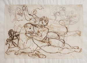 يقدم Bacchant (a Young Satyr) النمر ليشرب بواسطة بيرتل ثورفالدسن