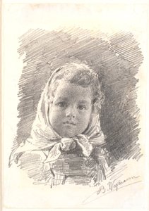 صورة لفتاة صغيرة مع وشاح حول رأسها