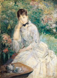 Young woman seated on a sofa, بواسطة بيرث موريسوت