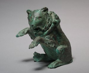 Oil ampulla in the form of a dancing bear, 3rd century (bronze)