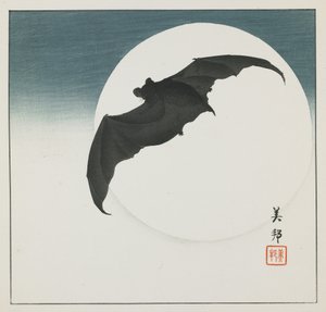 بات والقمر ، أوائل القرن العشرين بواسطة Biho Takashi or Takahashi (b. 1873. fl 1890-1930)
