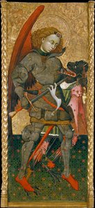 القديس ميخائيل رئيس الملائكة يقتل الشيطان - رسم بلاسكو دي جرانن (؟ -1459) ، تمبرا على لوح (183.7 × 82 سم) ، حوالي 1440 - القديس ميخائيل رئيس الملائكة ، تمبرا على لوحة بواسطة بلاسكو دي جرانين ، 1440 - متحف ناسيونال دي كاتالونيا ، برشلونة