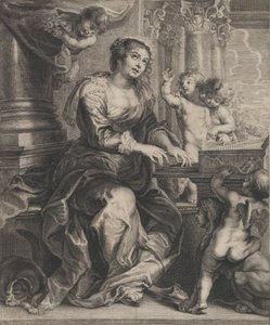 القديسة سيسيليا تعزف على الأرغن محاطًا ببوتي ، كاليفورنيا. 1640-59.