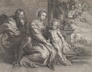 العائلة المقدسة مع ببغاء ، كاليفورنيا. 1625-59.