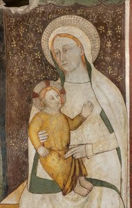 North Transept, Altar of St. Michael the Archangel, Behind the Altarpiece the Frescoes by Bonifacio Bembo, Virgin and Child بواسطة بونيفاسيو بيمبو