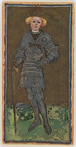 Knave of Swords ، فاكس لبطاقة التارو من سطح "Visconti" ، 1441-1447 بواسطة بونيفاسيو بيمبو