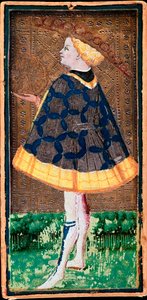 بطاقة الخادم الشخصي. خريطة لعبة التارو التي رسمها بونيفاسيو بيمبو (1420-1482) لفيليبو ماريا فيسكونتي ، حوالي عام 1440. بيرغامو. معرض أكاديمية كارارا بواسطة بونيفاسيو بيمبو