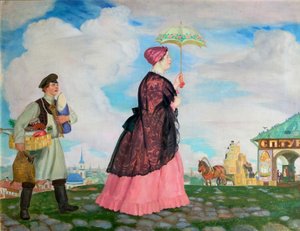 امرأة التجار مع المشتريات ، 1920 بواسطة بوريس ميخائيلوفيتش كوستودييف