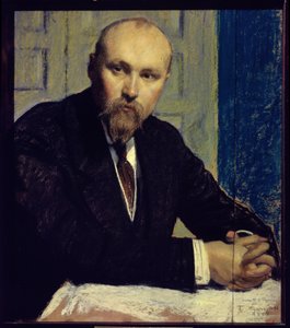 صورة للفنان نيكولاس رويريتش (1874-1947) (صورة للفنان ن. رويريتش). أعمال بوريس ميشيلوفيتش كوستودييف (كوستودييف) (1878-1927) ، باستيل على الورق المقوى بواسطة بوريس ميخائيلوفيتش كوستودييف