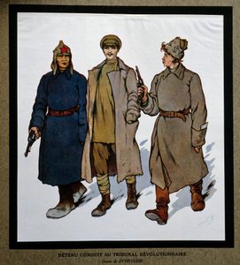 روسيا بعد ثورة 1917: "ديتينو تم رفعه إلى المحكمة الثورية". رسم بوريس زفوريكين (1872-1935). معهد التاريخ الاجتماعي ، مونتروي