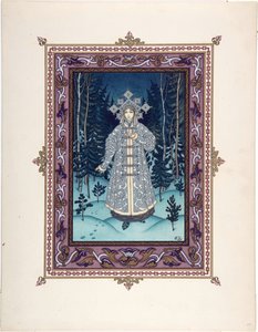 Snegourotchka (ou Snegourka ، la Fille de neige) - رسم توضيحي للحكاية الخيالية Snegurochka par Zvorykin ، Boris Vasilievich (1872-after 1935) ، c. 1925 - الطباعة الحجرية الملونة ، 27.3x20.5 - مجموعة خاصة