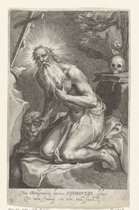 القديس جيروم بيت لحم ناسك Dùm Bethlemicicis latitas (...] tibi tuta facis (العنوان على الكائن) الناسك (عنوان المسلسل) منظار العجز (...) patribus dat ales (عنوان السلسلة)